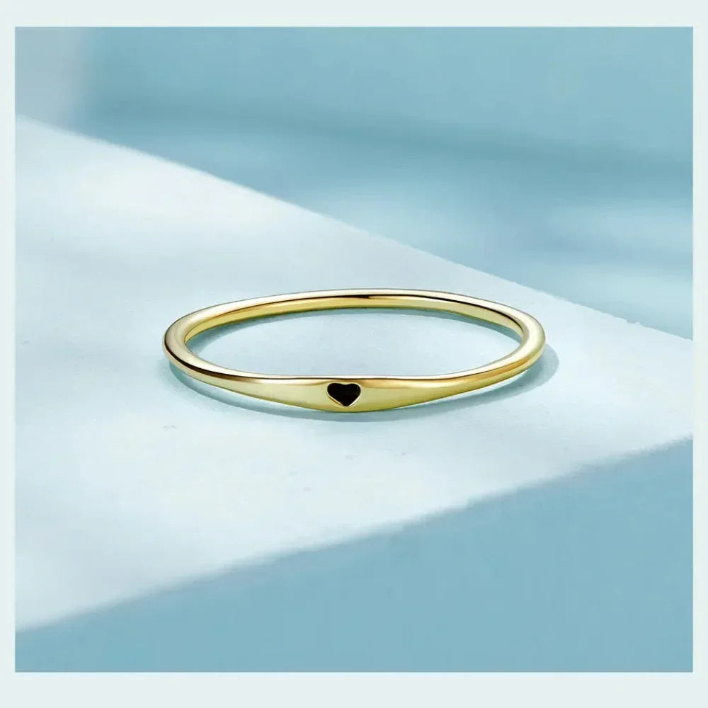 925 Sterling Silver Heart Wedding Band - Symbol Of Love, Stackable Promise Ring In 2 Colors (Size 5-10)