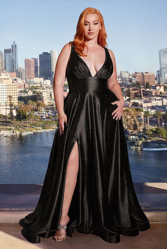 ROBE TRAPÈZE EN SATIN PAILLETÉ