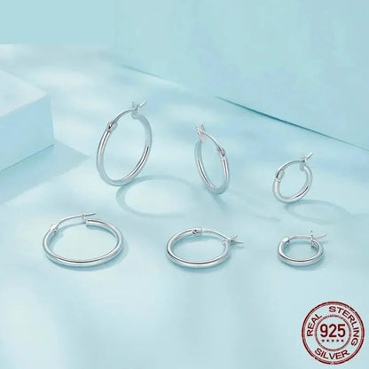 14K White Gold Plated 925 Sterling Silver Hoop Earrings | Hypoallergenic 24mm Hoops