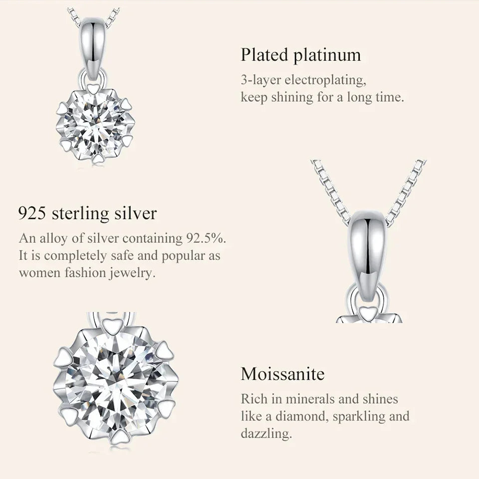 Collier pendentif en argent sterling avec moissanite 1 carat Stellar Shine