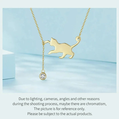 Breathtaking 925 Sterling Silver Cat Necklace | Elegant Pendant Collarbone Jewelry Scn232 In 3 Colors