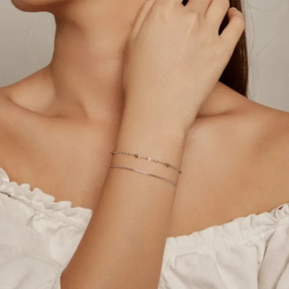 925 Sterling Silver Double Bead Chain Bracelet