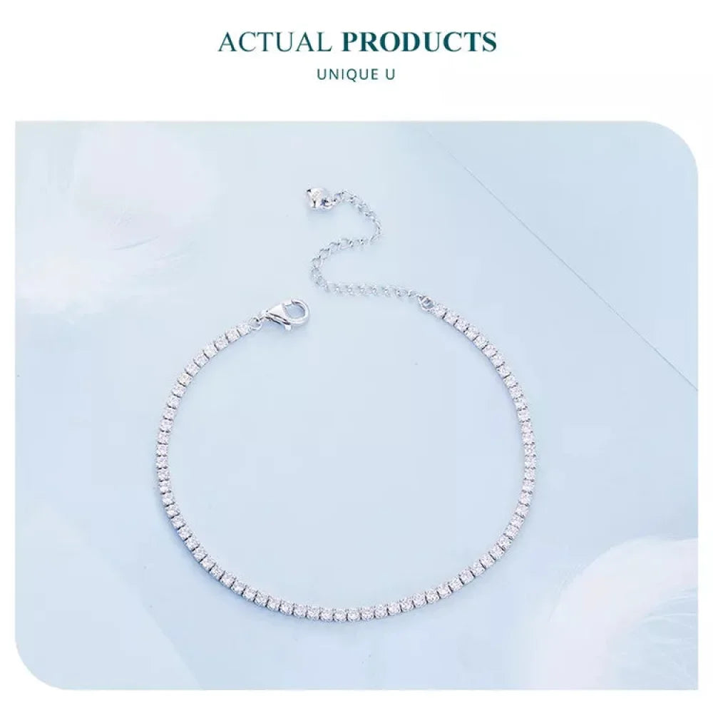 Bracelet de tennis en argent sterling 925 et zircone cubique
