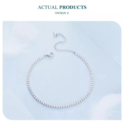 Bracelet de tennis en argent sterling 925 et zircone cubique