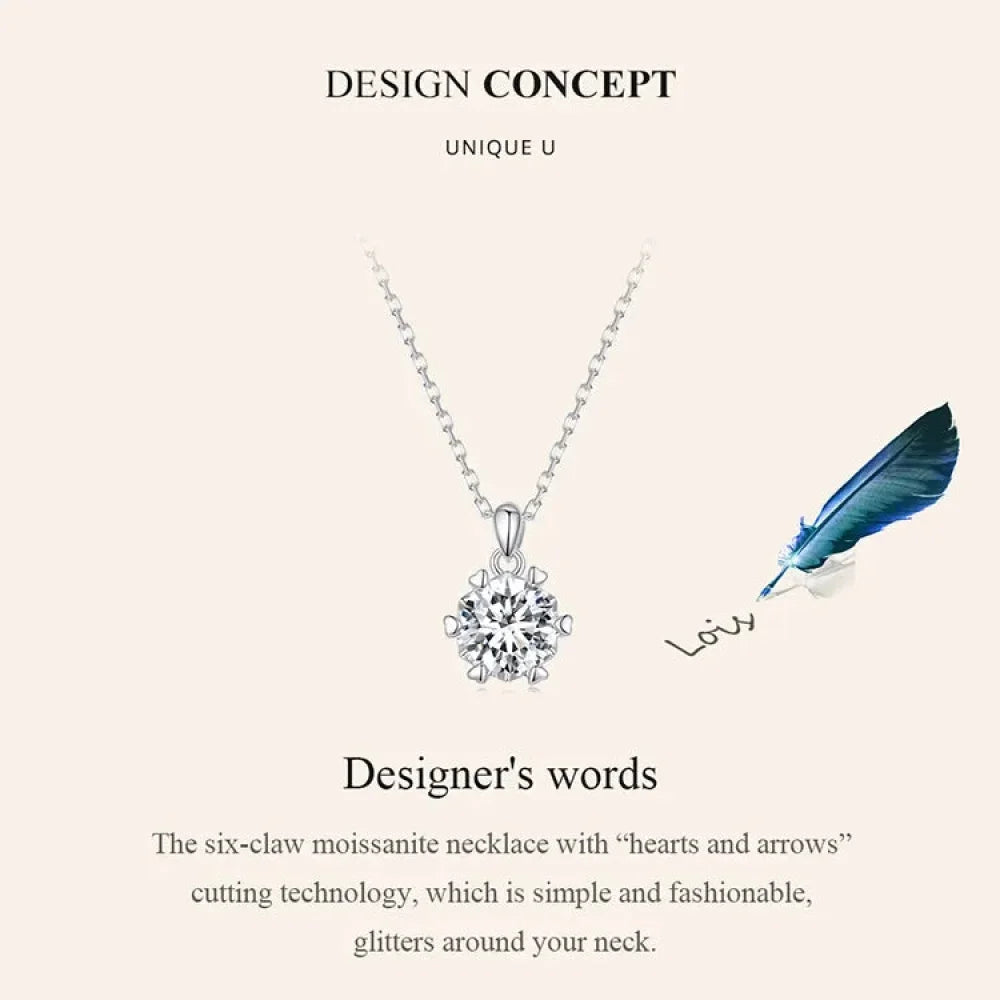 Superbe Collier Pendentif Moissanite 1 Carat | Argent Sterling 925 | Bijoux Fins de Mariage et de Mariée