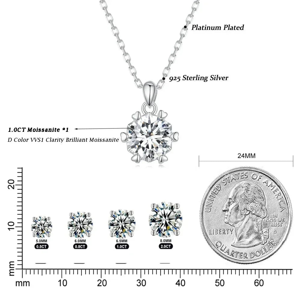 Superbe Collier Pendentif Moissanite 1 Carat | Argent Sterling 925 | Bijoux Fins de Mariage et de Mariée