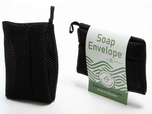 Pochette à savon et luffa réutilisables – Économiseur de savon exfoliant et écologique | Convient à TOUS les savons en barre | Matériau 100 % recyclé