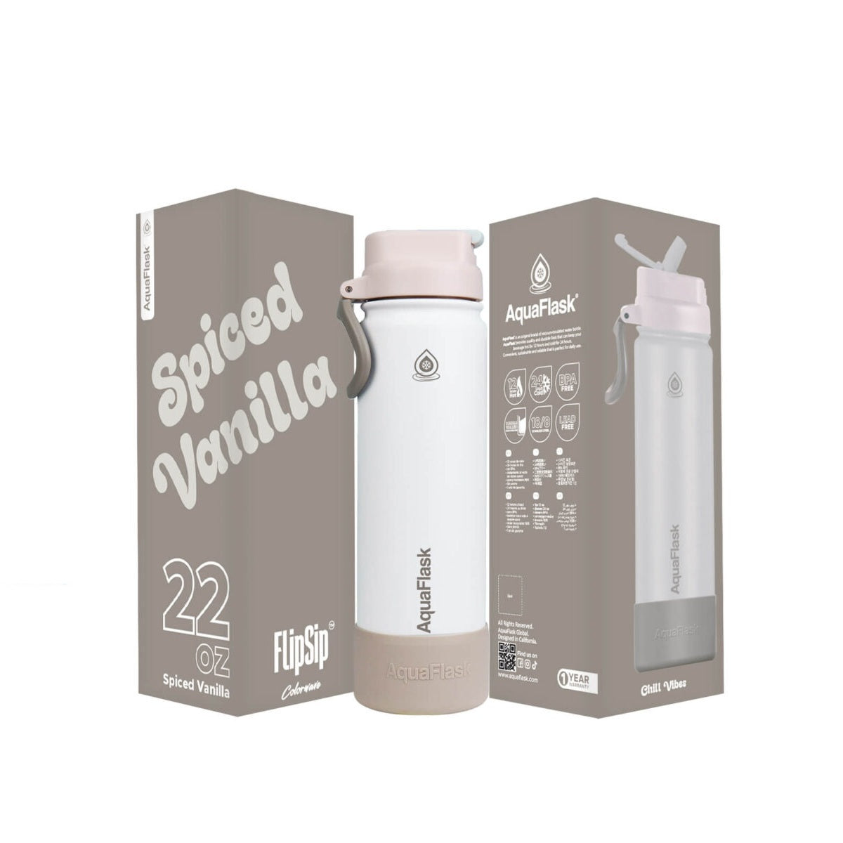 Bouteille d'eau isotherme AquaFlask (650 ml) Colorwave Flip Sip en acier inoxydable à double paroi, pour boissons chaudes et froides