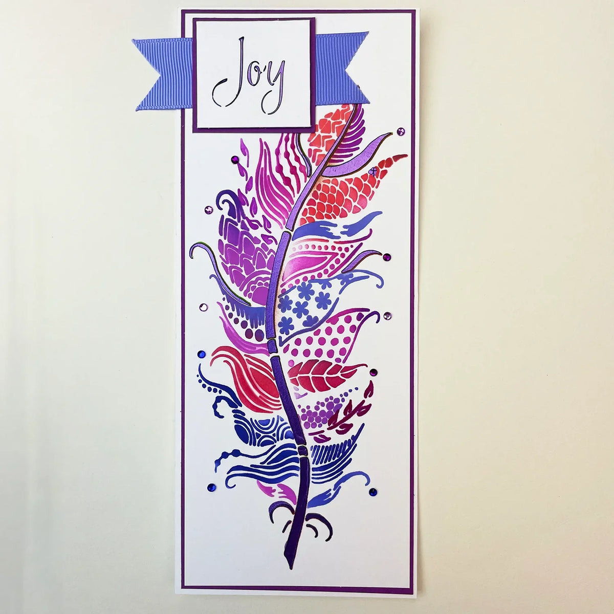 The Crafters Workshop Pochoir superposable Slimline Joy Feather