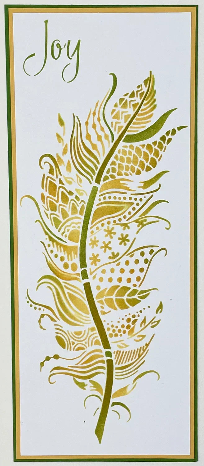 The Crafters Workshop Pochoir superposable Slimline Joy Feather