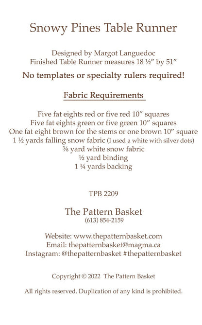 The Pattern Basket - Snowy Pines Table Runner