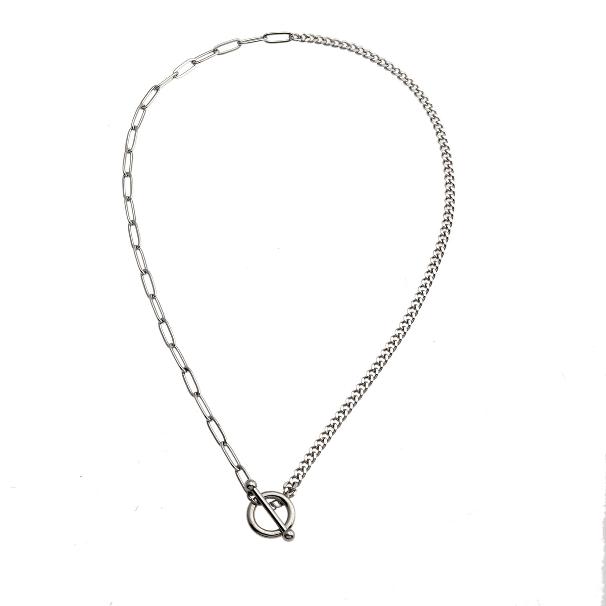 Collier Trieste T-Bar en argent et maillons mélangés