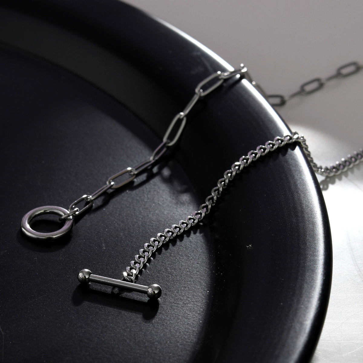 Collier Trieste T-Bar en argent et maillons mélangés