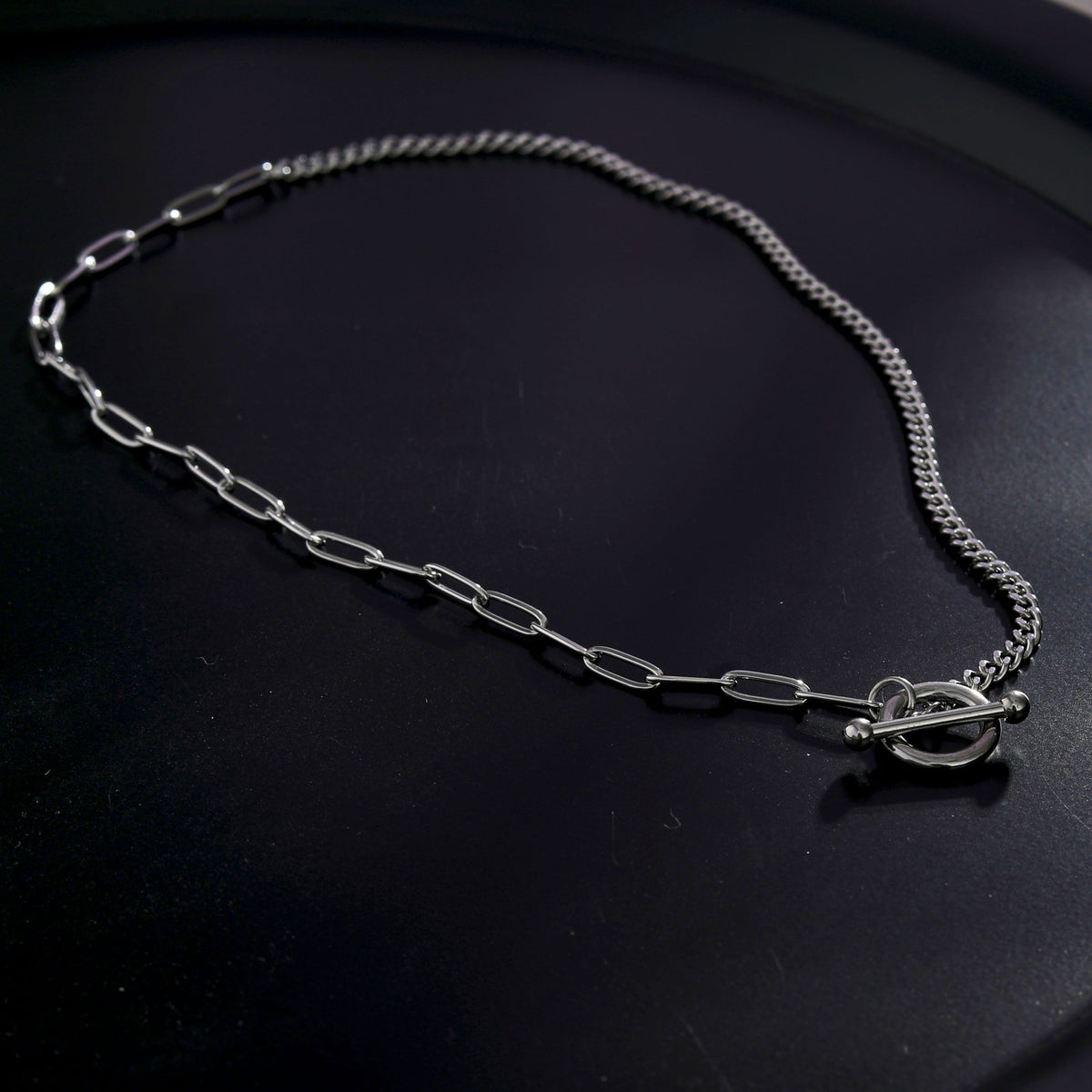 Collier Trieste T-Bar en argent et maillons mélangés