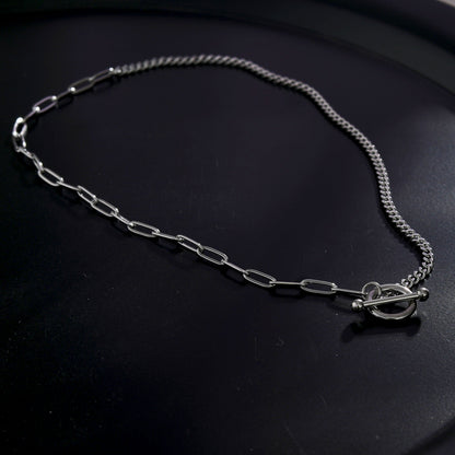 Collier Trieste T-Bar en argent et maillons mélangés