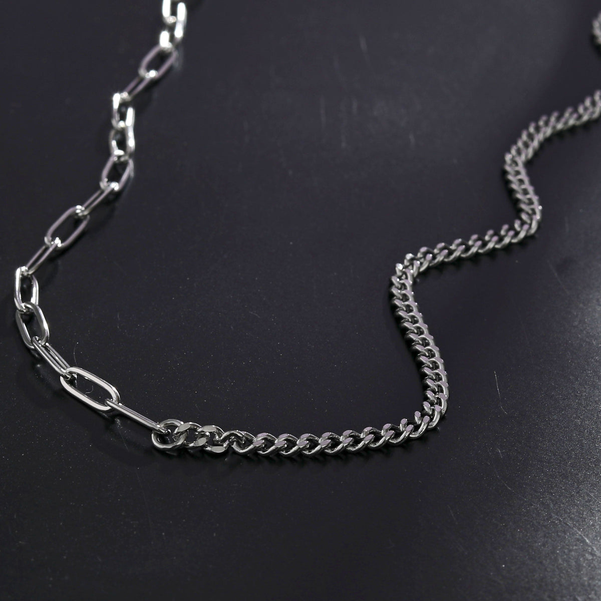 Collier Trieste T-Bar en argent et maillons mélangés