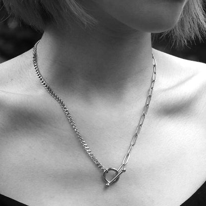 Collier Trieste T-Bar en argent et maillons mélangés