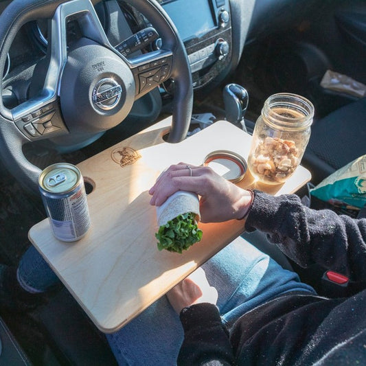 Wooden steering wheel desk for car