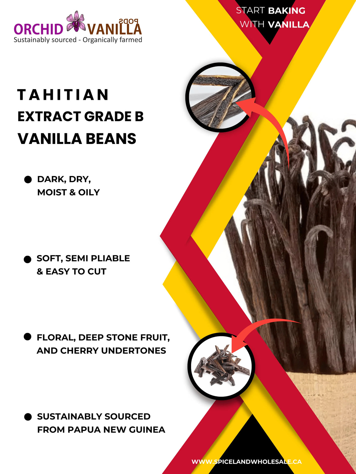 Tahitian Extract Vanilla Beans Grade-B <br>For Extract Making<BR>By Count