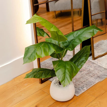 Plante en pot artificielle Moka avec feuilles de spatiphyllum (plusieurs tailles)