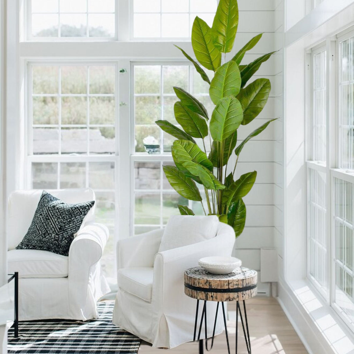 Plante en pot artificielle Moka avec feuilles de spatiphyllum (plusieurs tailles)