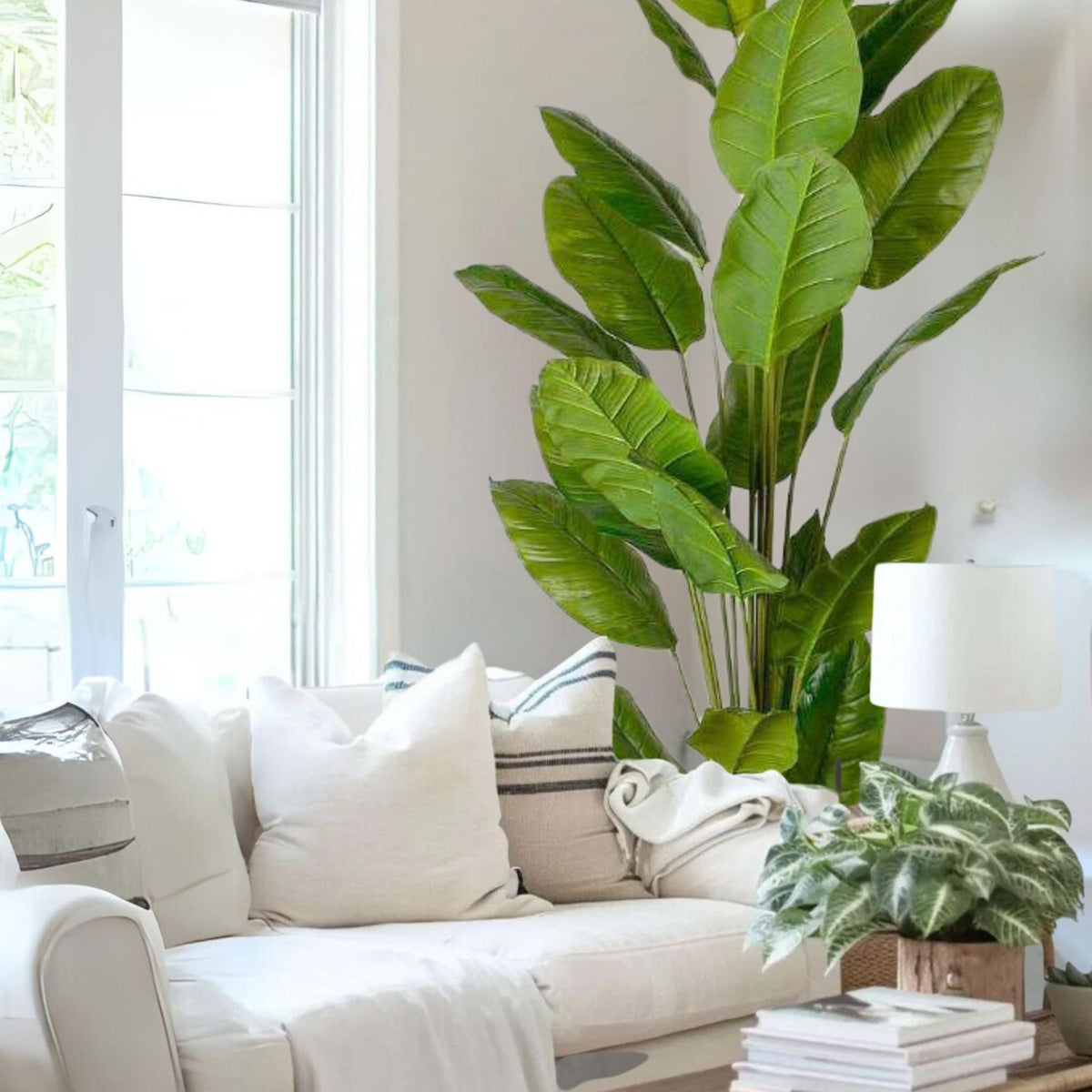 Plante en pot artificielle Moka avec feuilles de spatiphyllum (plusieurs tailles)