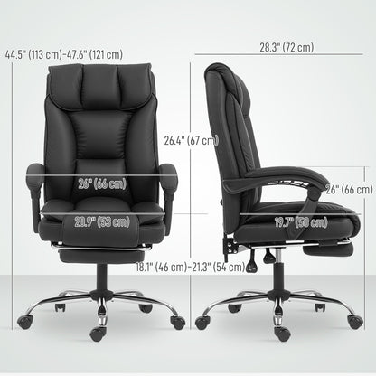 Alexis Executive Ergonomic Office Chair with Pet-Friendly Leather, Footrest and Swivel Recliner-Black