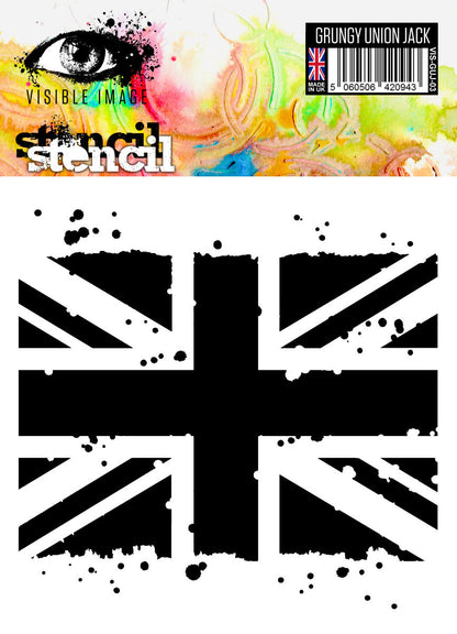 Visible Image Grungy Union Jack Stencil - 6 x 6