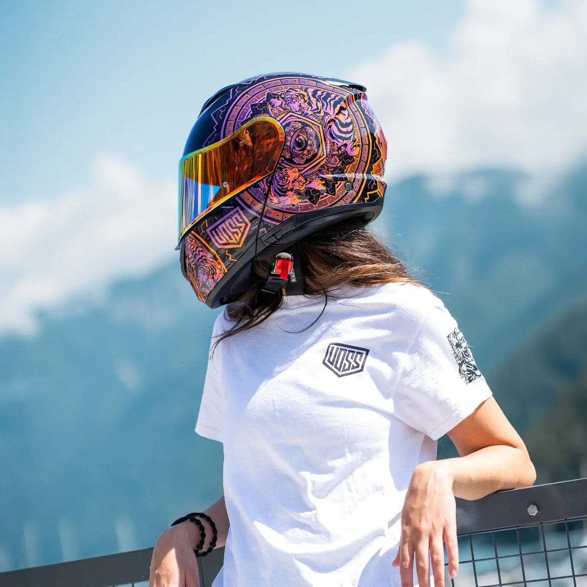 Casque Moto Voss 580 Conquest Brillant Néon Mandala