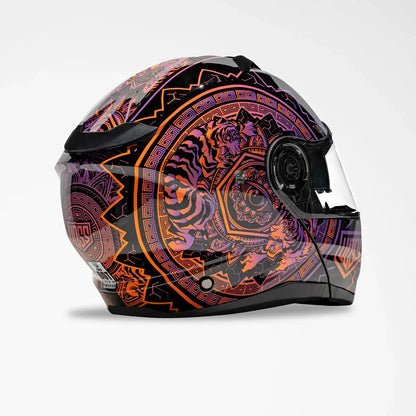 Casque Moto Voss 580 Conquest Brillant Néon Mandala