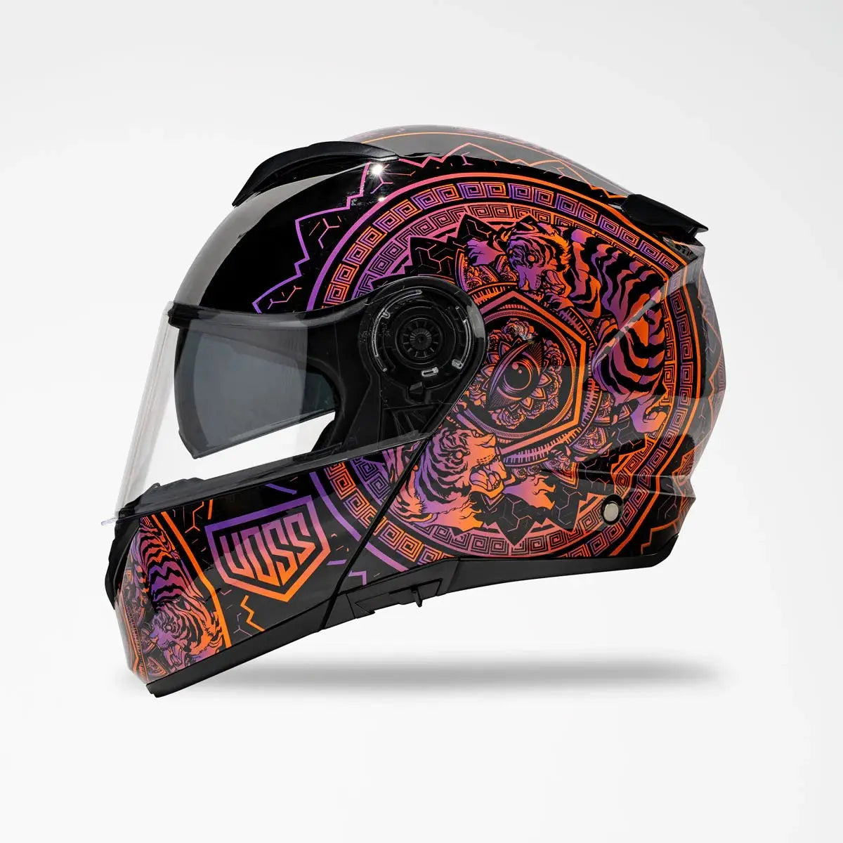 Casque Moto Voss 580 Conquest Brillant Néon Mandala