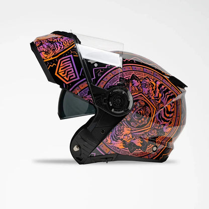 Casque Moto Voss 580 Conquest Brillant Néon Mandala