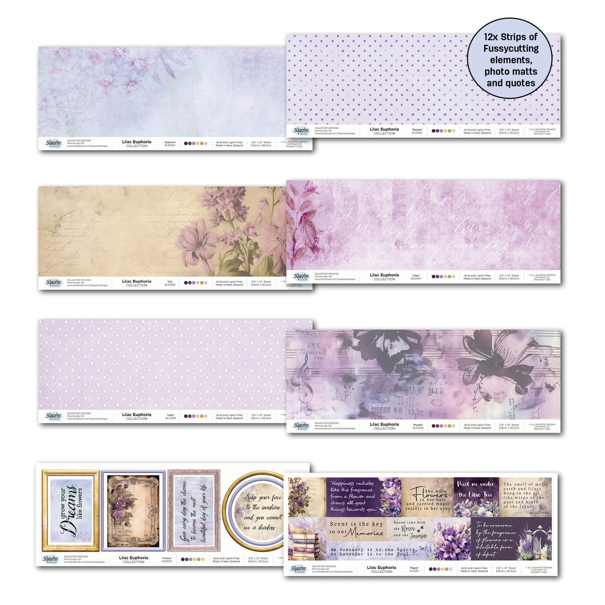 3Quarter Designs Lilac Euphoria 12x12 Design Paper & Diecuts Set