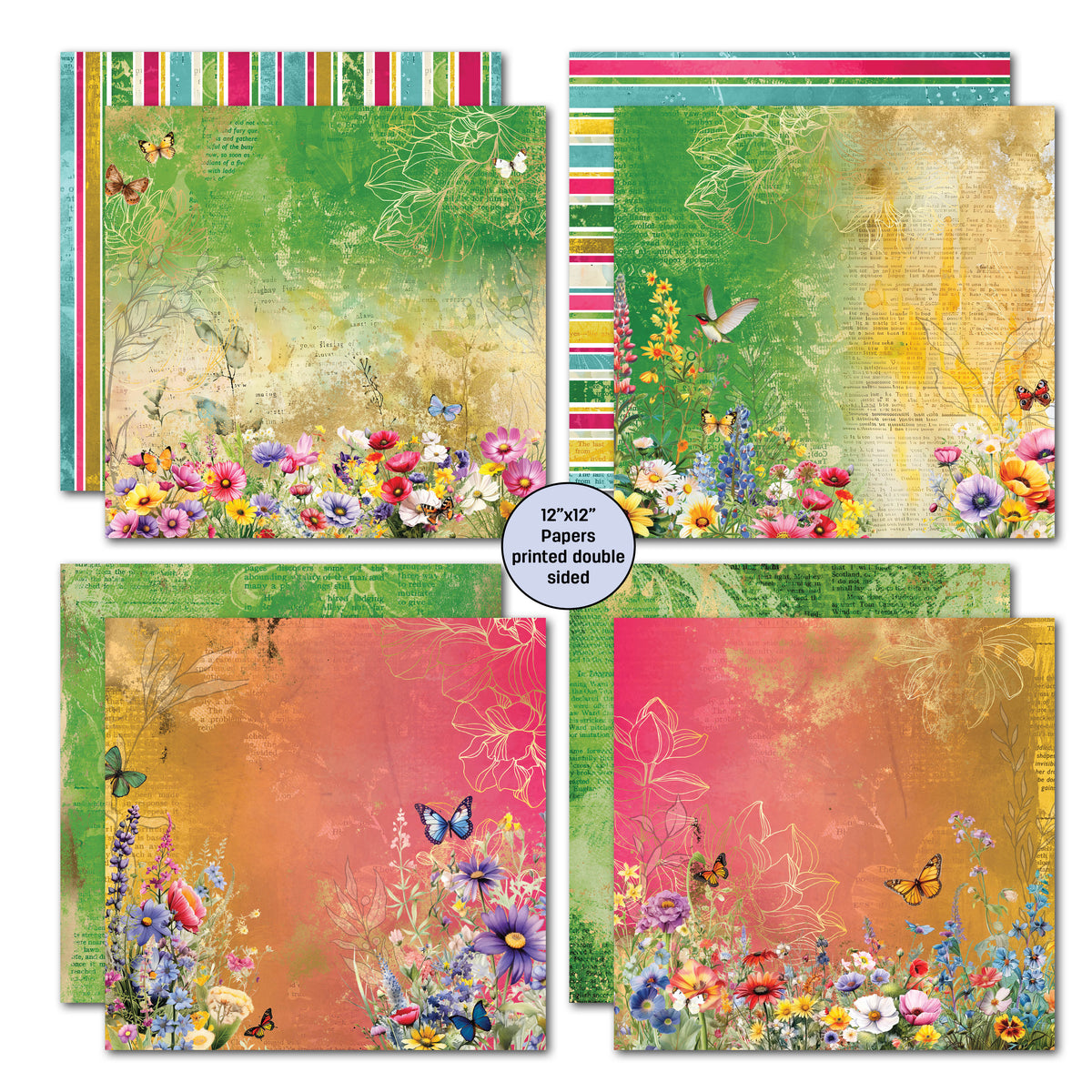 3Quarter Designs Fluttering Wings 12x12 Design Paper & Diecuts Set