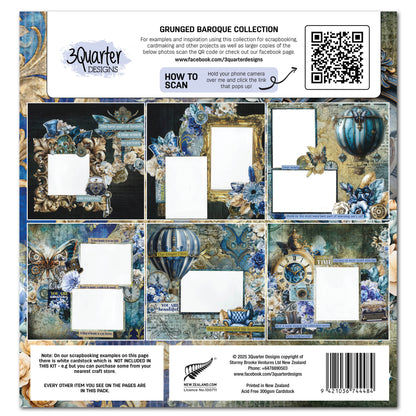 3Quarter Designs Grunged Baroque 12x12 Design Paper & Diecuts Set