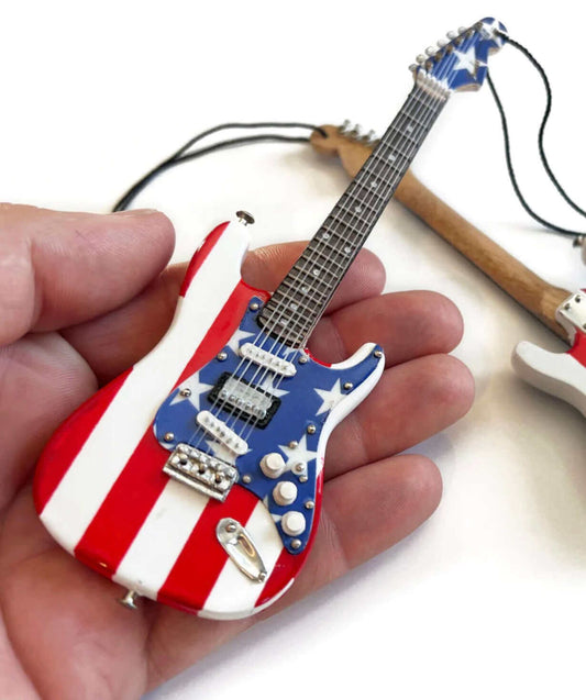Ornement de guitare Wayne Kramer Stars N' Stripes USA Flag Fender Stratocaster - 6 pouces