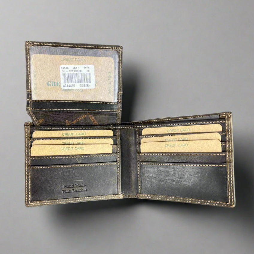 Portefeuille bifold en cuir pour homme Greenwood. Portefeuille premium avec protection RFID et compartiment dépliant