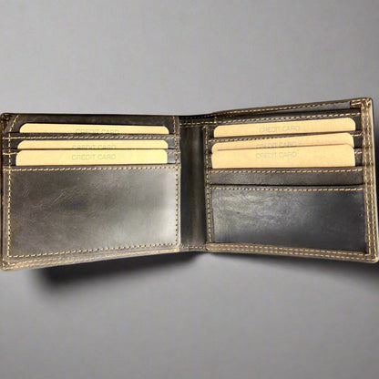 Portefeuille bifold en cuir pour homme Greenwood. Portefeuille premium avec protection RFID et compartiment dépliant