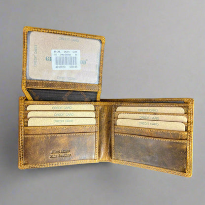 Portefeuille bifold en cuir pour homme Greenwood. Portefeuille premium avec protection RFID et compartiment dépliant
