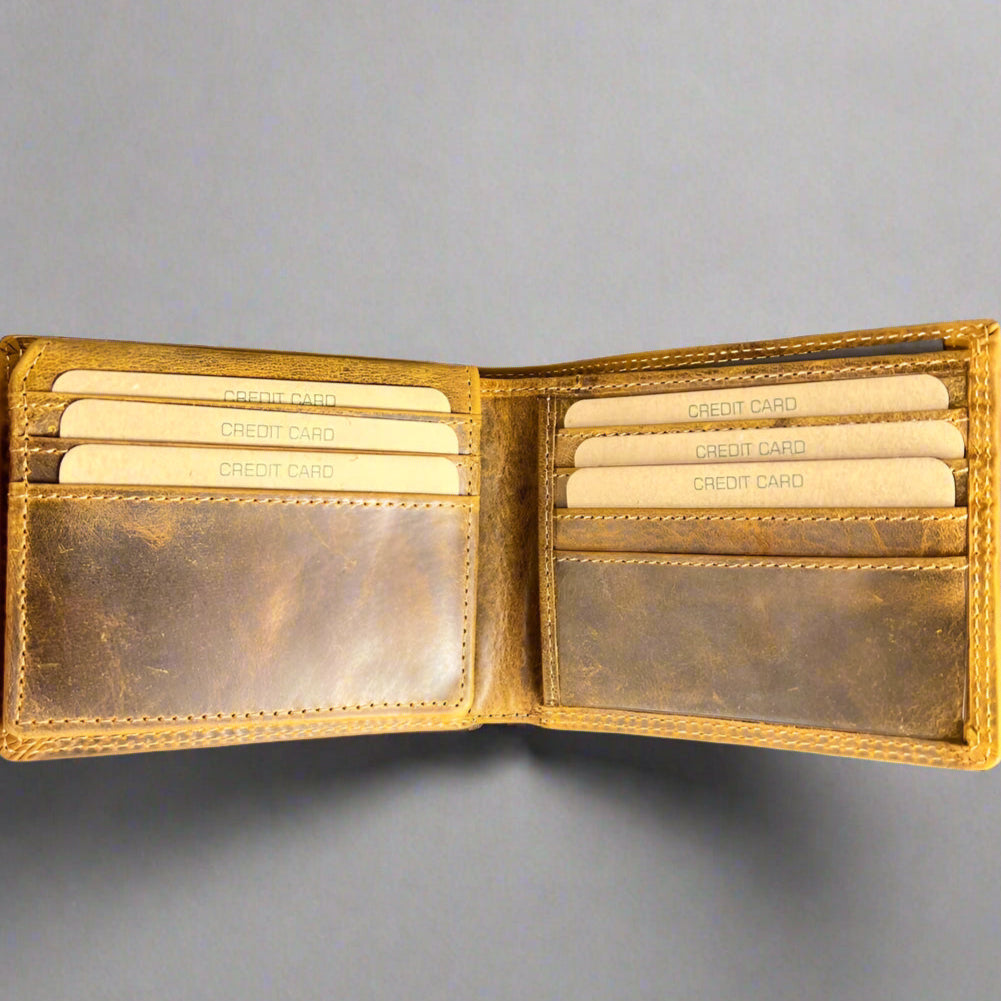 Portefeuille bifold en cuir pour homme Greenwood. Portefeuille premium avec protection RFID et compartiment dépliant