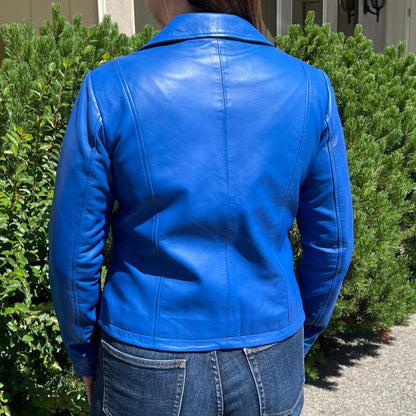 Veste blazer en cuir d'agneau pour femme