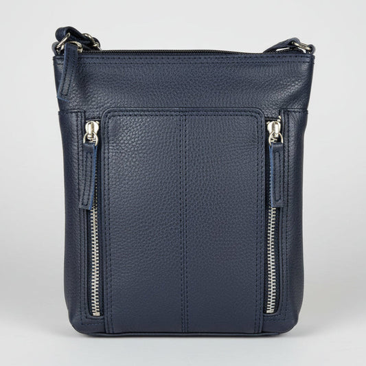 Slim Leather Crossbody. Small Vertical Zip Women’s Bag with Adjustable Strap