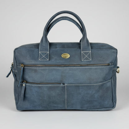 Buffalo Leather Laptop Bag 17". Travel Briefcase with Luggage Sleeve
