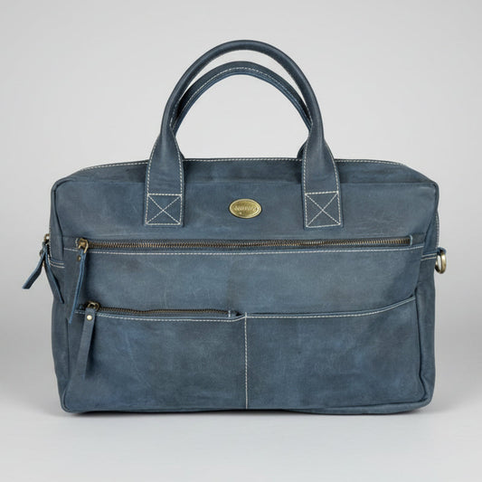 Buffalo Leather Laptop Bag 17". Travel Briefcase with Luggage Sleeve