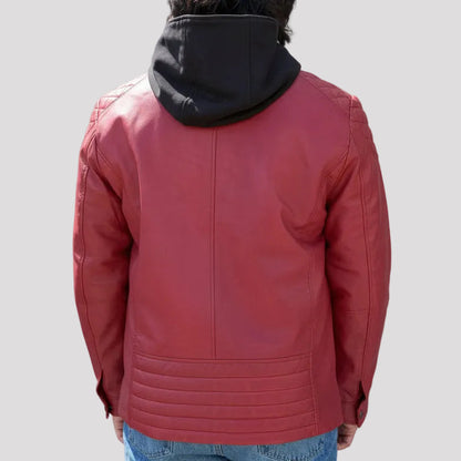 BOL Mens Alvin Lambskin Leather Jacket with Removable Hood