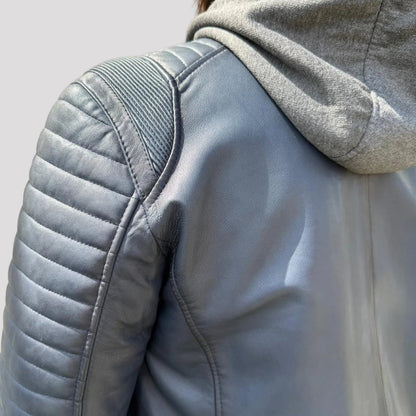 BOL Mens Bally Lambskin Leather Jacket with Removable Hood