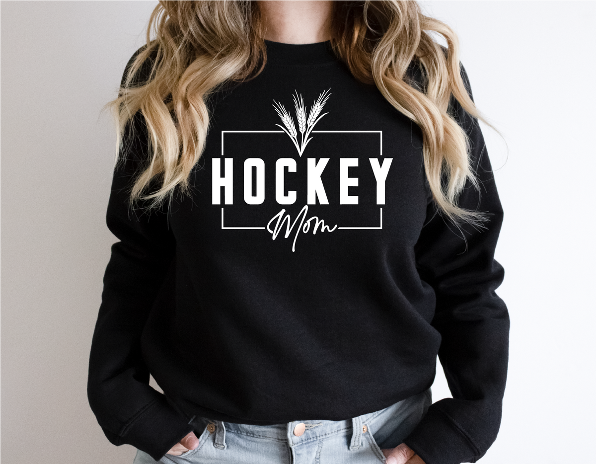 Wheat Hockey Mom Varsity Unisex Crewneck | Saskatchewan Apparel
