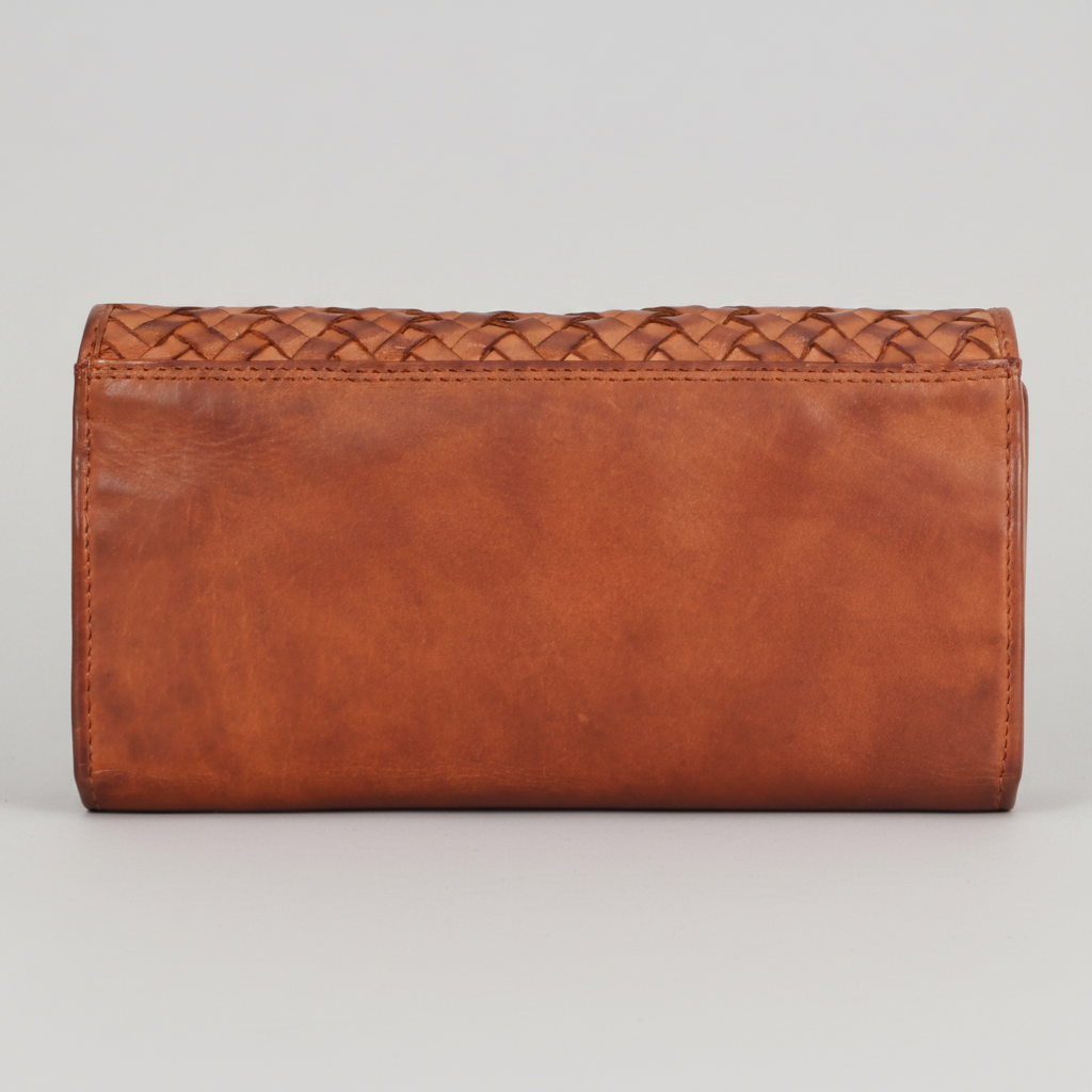 Portefeuille en cuir tressé pour femme MET
