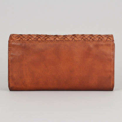 Portefeuille en cuir tressé pour femme MET