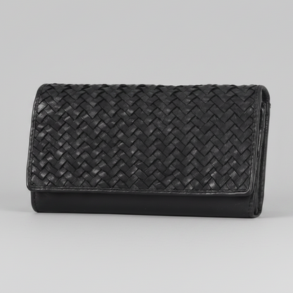 Portefeuille en cuir tressé pour femme MET